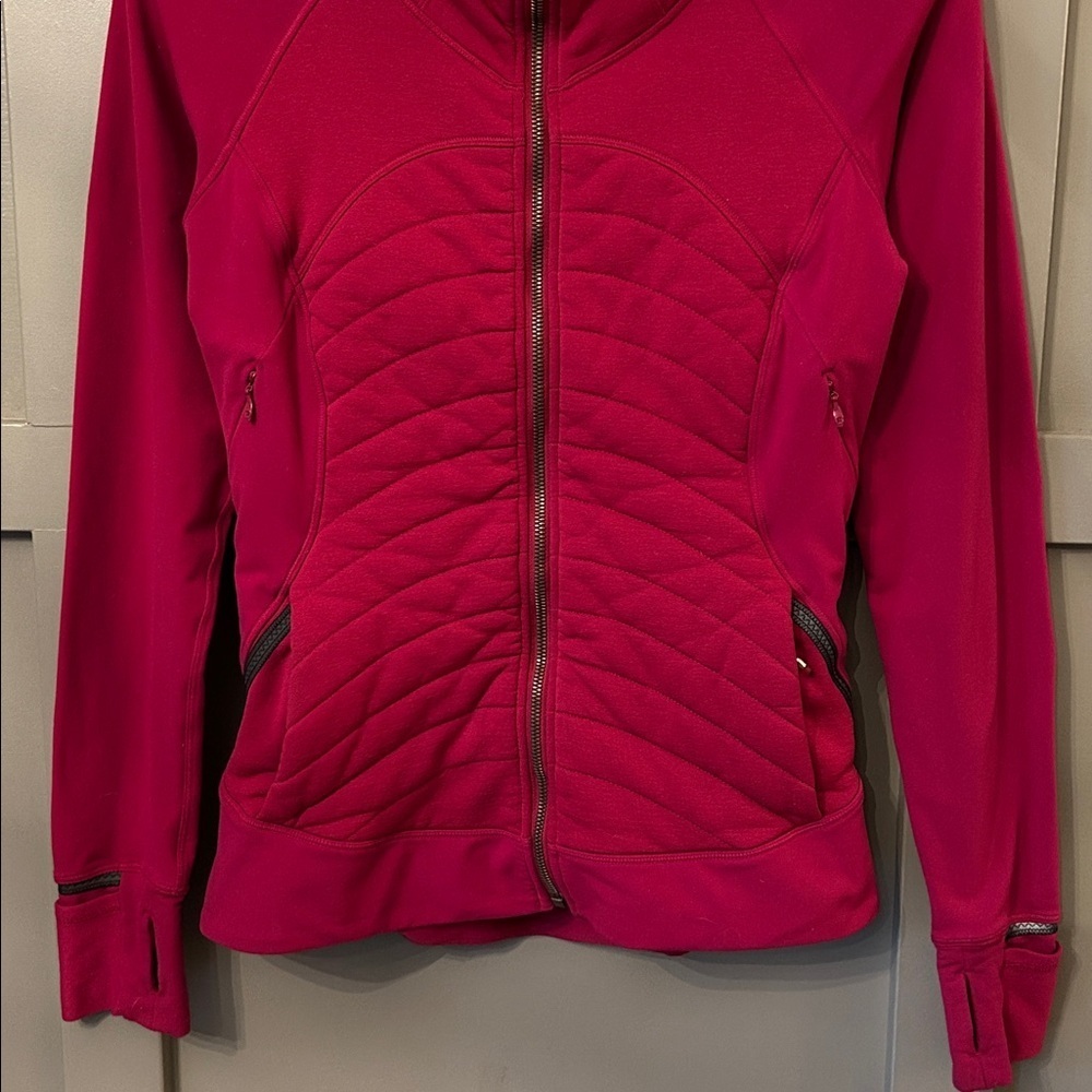 Lululemon Fleece Out Jacket Full Zip Berry Rumble Zipper Vents Size 6 - Picture 3 of 16